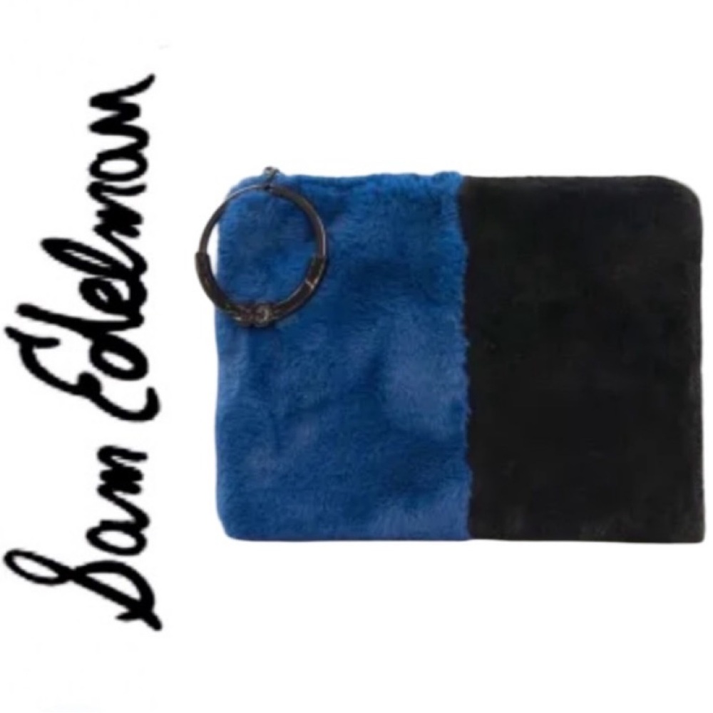 Sam Edelman. NWT. Gorgeous Black and Blue faux fur clutch. Tres Chic!